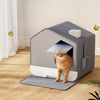 i.Pet Cat Litter Box Large Tray Kitty Toilet Enclosed Cat Litter Box Hooded Scoop Mat Grey