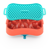 4-in-1 Slow Feeder Dog Bowl - Warm Ocean Red Bowl with Teal Lickmat