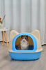 YES4PETS Large Hooded Cat Toilet Litter Box Tray House With Scoop Blue