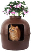 YES4PETS Multifunctional Cat Litter Box Pet Cat House Semi-Enclosed Brown