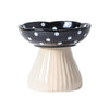 Pet Elevated Mushroom Bowl Ceramic Cat Dog Bowl Dish Food Feeder Raised Cat Bowl - Black