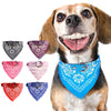 Adjustable Dog Bandana Leather Printed Soft Scarf Collar Neckerchief For Puppy Pet - Size M - Blue