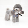 Dog Shawl Small Cloak Pet Bow Ttie Saliva Towel Pet Accessories - Size S - Gray Yellow Grid