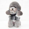 Dog Shawl Small Cloak Pet Bow Ttie Saliva Towel Pet Accessories - Size S - Gray Yellow Grid