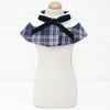 Dog Shawl Small Cloak Pet Bow Ttie Saliva Towel Pet Accessories - Size S - Navy Blue Grid