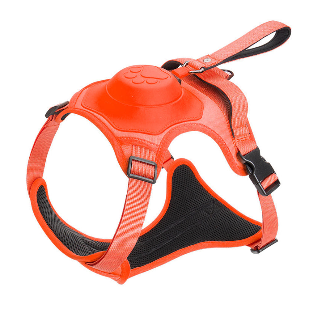 Vibe Geeks Ultimate 2-in-1 Reflective No-pull Dog Harness with Retractable Leash and Control Handle - Red - M