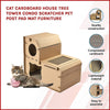 Cat Cardboard House Tree Tower Condo Scratcher Pet Post Pad Mat Furniture
