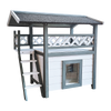 Cat House Weatherproof 2-Story Indoor Outdoor Wooden Shelter Bitumen Roof