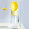 Portable Dog Water Bottle with Bowl Dispenser-500ml Yellow Pet Travel Cup, Leak-proof, One-Hand Operation
