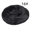 Calming Donut Pet Bed -Soft Faux Fur, Anti-Anxiety Fluffy Round Bed for Cats and Small Dogs (Black)40cm