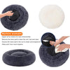 Calming Donut Pet Bed -Soft Faux Fur, Anti-Anxiety Fluffy Round Bed for Cats and Small Dogs (golden yellow)50cm