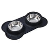 Non-Slip Stainless Steel Double Pet Bowl Set with Spill-Resistant Silicone Mat 45*27cm Black