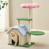 Floral Cat Tree with Cozy Hideaway and Scratching Posts (50x38x90 cm)