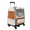 Beige Large Capacity Breathable Foldable Pet Trolley - Travel Cat Carrier with Wheels, Portable, Spacious, and Convenient for Two Cats