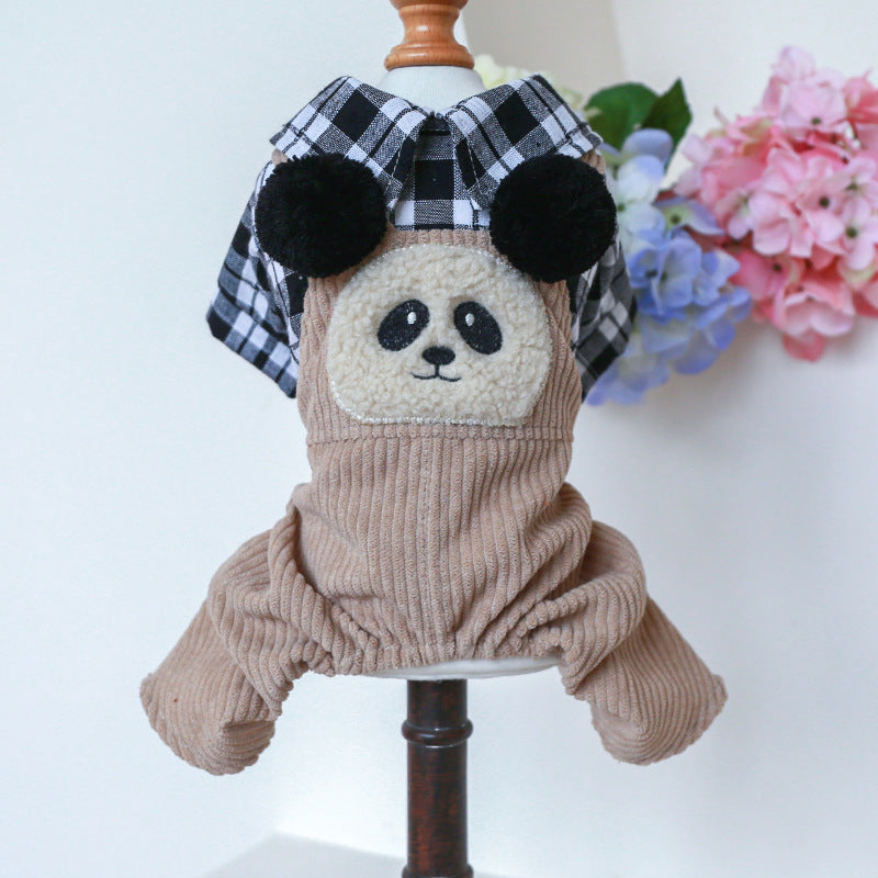 M Panda Ball Bib Pants Cute Four-Legged Dog Clothes - Spring/Summer Pet Outfit, Soft & Breathable