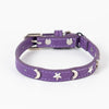 3 pcs Purple Stylish PU Leather Pet Collar - Anti-Loss, Puppy Bell, Star & Moon Design Width 1.2cm Total Length 35cm
