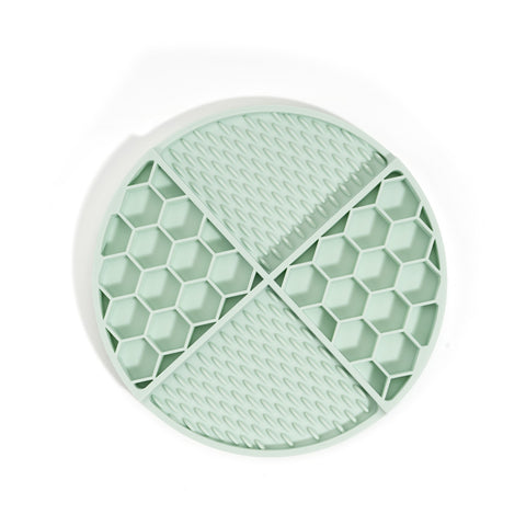 2 Pcs Light Green Honeycomb Pet Slow Feeder Bowl - Anti-Choke Silicone Lick Mat with Suction for Dogs