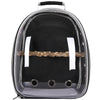 Black Stylish Transparent PVC Pet Carrier Backpack - Large Capacity, Multi-Use for Birds & Cats(Including Wooden Stick)