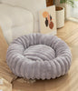 Grey Plush Pet Bed - 40cm Round Dog & Cat Mat, Cozy PP Cotton Filled, Comfortable Pet Supplies