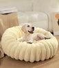 Beige Plush Pet Bed - 40cm Round Dog & Cat Mat, Cozy PP Cotton Filled, Comfortable Pet Supplies