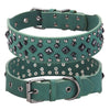 Size L Green 1 pack Stylish PU Leather Dog Collar with Spikes - Adjustable, Durable & Comfortable for Medium to Large Breeds