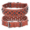 Size L Brown 1 pack Stylish PU Leather Dog Collar with Spikes - Adjustable, Durable & Comfortable for Medium to Large Breeds