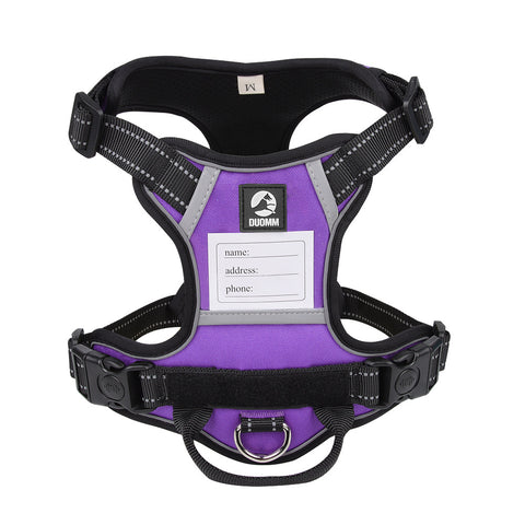 Size XL Purple Reflective No-Pull Dog Harness - Adjustable & Durable for Large Breeds, Anti-Escape Design