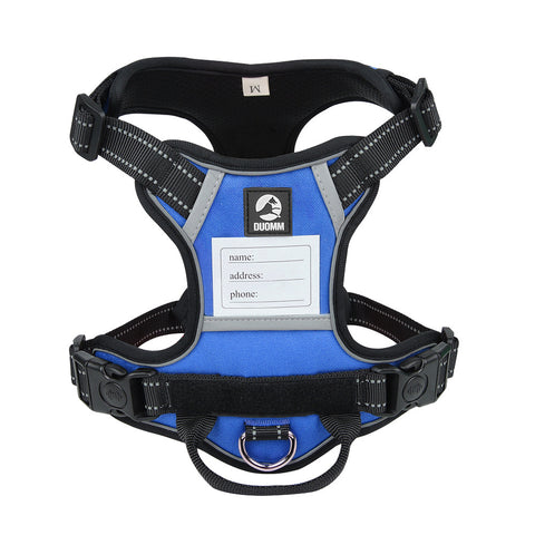 Size XL Blue Reflective No-Pull Dog Harness - Adjustable & Durable for Large Breeds, Anti-Escape Design