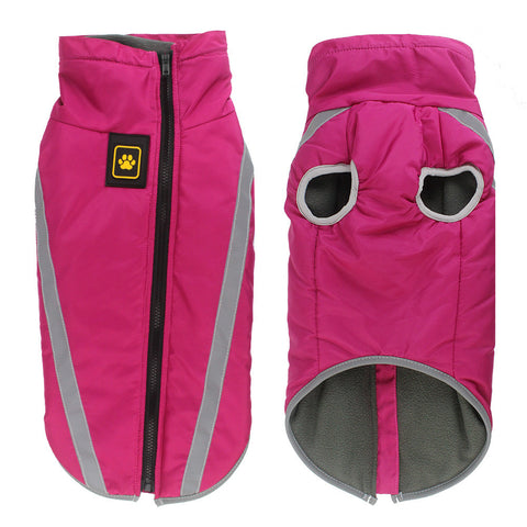 Size 2XL Pink Reflective Winter Dog Jacket - Warm & Waterproof Outdoor Coat for Large Breeds