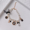 Black 4-PCS Pearl Charm Pet Necklace - Adjustable Bowknot Collar for Small Dogs & Cats (L: 30+5CM)