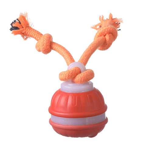 Orange 2-pcs Interactive Dog Toy - Self-Moving Ball with Rope, Boredom Buster (With Bird Calls)