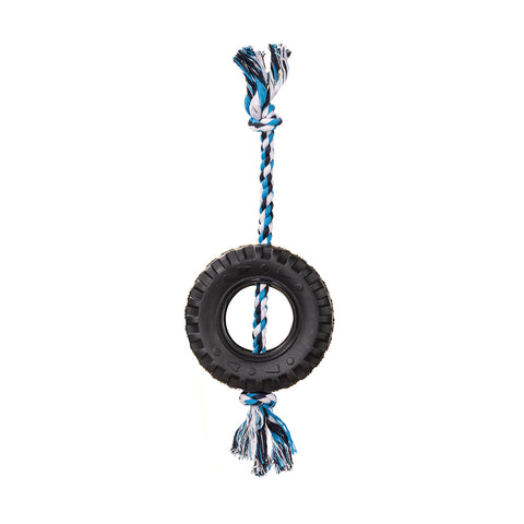Blue Interactive Tire Rope Dog Toy - Heavy Duty Chew Toy for Dental Health & Play