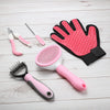 Pink 5-Piece Pet Grooming Kit - Cat & Dog Brushes, Nail Clippers & More