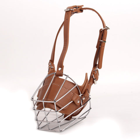 Brown Metal Basket Dog Muzzle - Anti-Bite & Anti-Barking - M