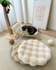 Beige Plush Round Cat Mat - Soft Faux Fur Sleeping Pad (40cm Diameter)