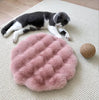 Pink Plush Round Cat Mat - Soft Faux Fur Sleeping Pad (40cm Diameter)