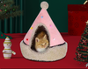 Festive Detachable Pet House - Cozy Pine Needle Wool Christmas Hat Design (S - 37x46cm)
