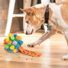 Yellow Ball And Colorful Strips Of Fabric Interactive Pet Snuffle Ball - Treat-Dispensing Toy for Dogs and Cats, 20 cm TPR and Felt Fabric for Mental Stimulation