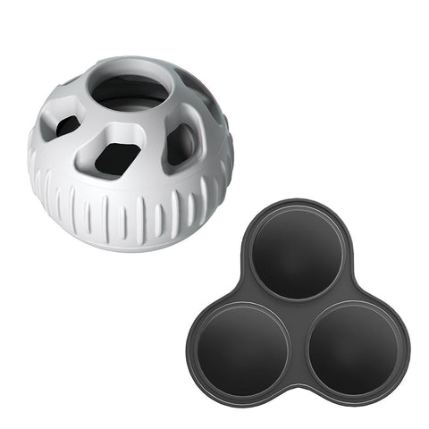 Grey Ball and Black Mold Pet Treat Dispensing Ball and Molding Set - Silicone Dog Chew Toy for Teeth Cleaning and Boredom Relief