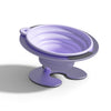 Purple Foldable Elevated Pet Bowl Set - Tilted Ergonomic Cat Feeder with Aluminum Stand & Silicone Bowl