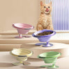 Purple Foldable Elevated Pet Bowl Set - Tilted Ergonomic Cat Feeder with Aluminum Stand & Silicone Bowl