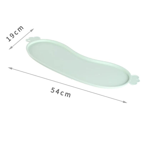 Green Non-Slip Pet Feeding Mat - Waterproof Dog & Cat Food Bowl Placemat with Raised Edges