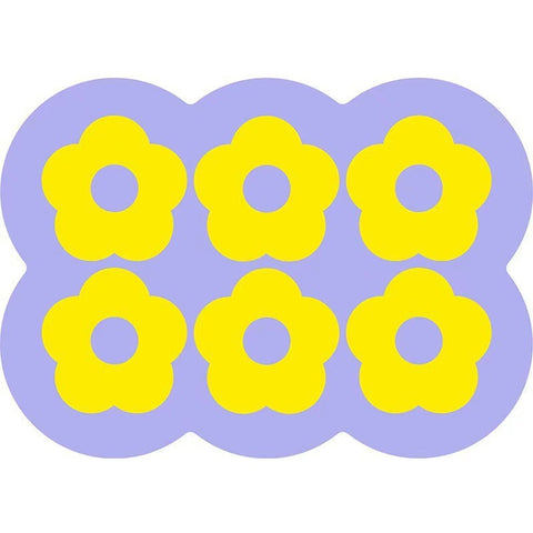 Style 9 Purple And Yellow Flowers Pattern Absorbent Diatomaceous Earth Pet Feeding Mat - Non-Slip & Quick Dry Placemat (50x80cm)