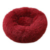 Wine Red 50cm Cozy Round Pet Bed - Plush Cat & Dog Bed with Non-Slip Base, Machine Washable
