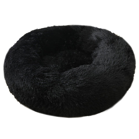 Black 50cm Cozy Round Pet Bed - Plush Cat & Dog Bed with Non-Slip Base, Machine Washable