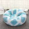 Blue-white 50cm Cozy Round Pet Bed - Plush Cat & Dog Bed with Non-Slip Base, Machine Washable