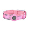 L Pink Secure Nylon Dog Collar with Built-in Apple AirTag (not included) Holder Case - Pet Tracker Accessory