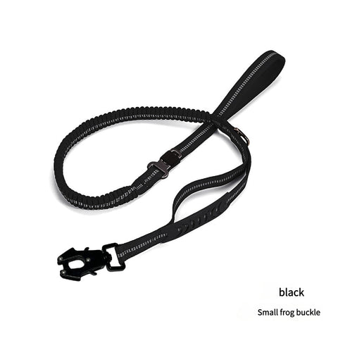 Black Shock Absorbing Dog Leash with Reflective Stitching - 135cm for Small to Large Dogs