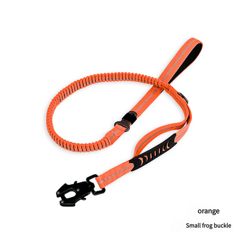 Orange Shock Absorbing Dog Leash with Reflective Stitching - 135cm for Small to Large Dogs