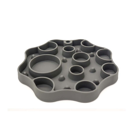 Silicone Dog Slow Feeder and Licking Mat - 2 in 1 Puzzle Bowl for Dog Slow Feeding(Dark gray)